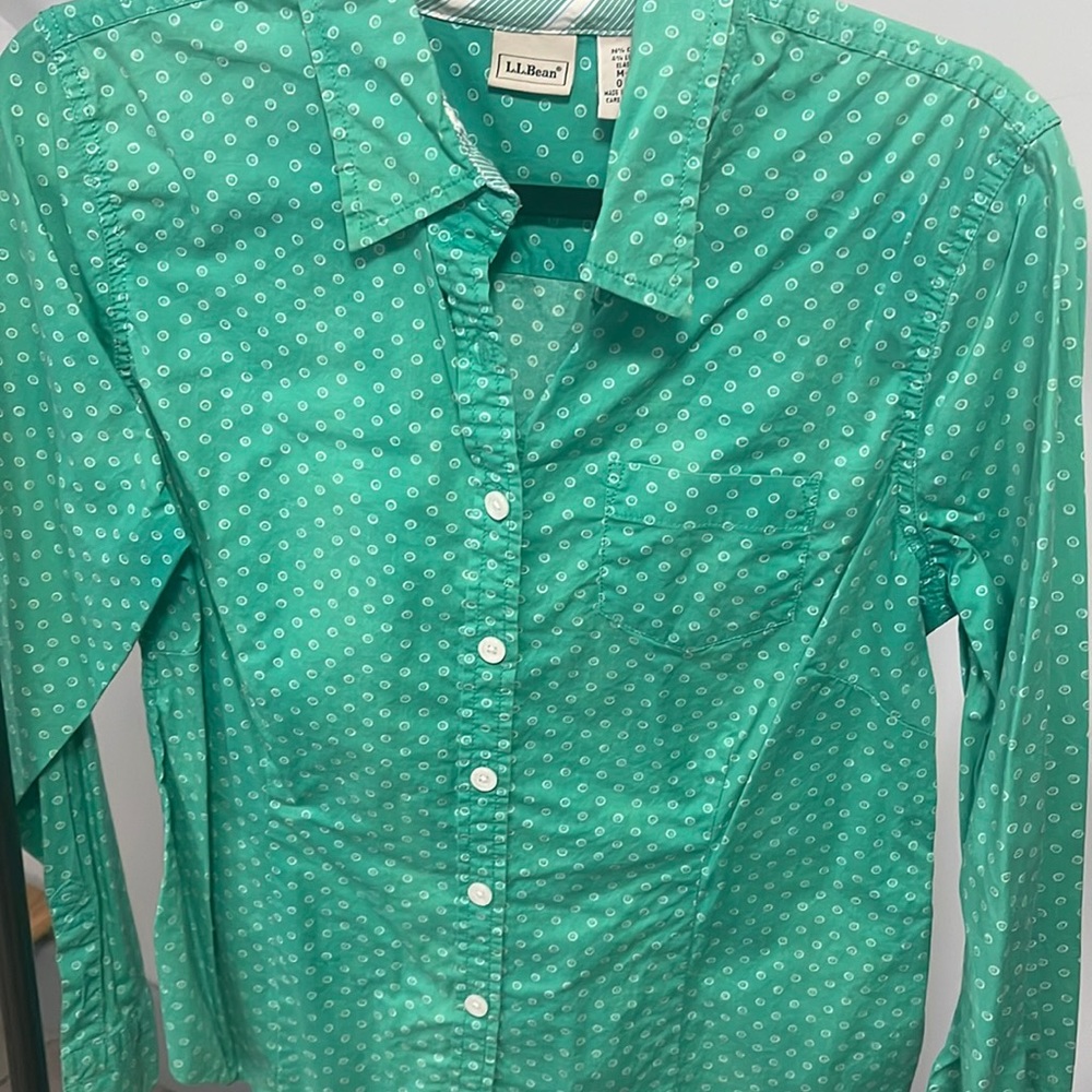 LL BEAN GREEN BUTTON UP SHIRT